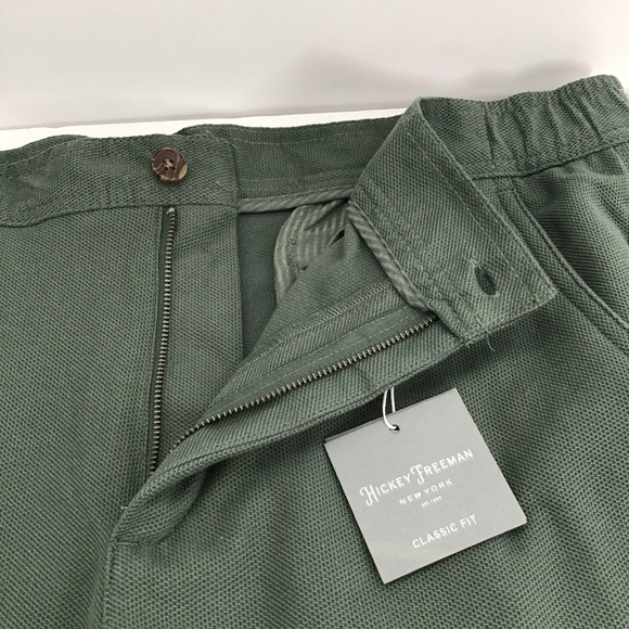 Hickey Freeman Men’s Classic Modern Fit Shorts Green Elastic Casual NWT Size 38 - Picture 2 of 10